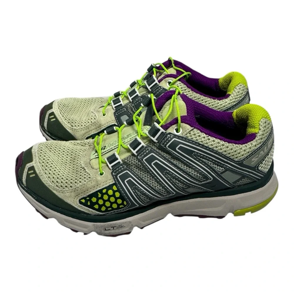 🔥Salomon 🤑XR Mission Trail Running Hiking Shoes Green Purple Quicklace‎ 6.5 - Picture 2 of 9